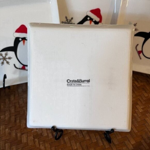 Pottery Barn Appetizer Dessert Plates Christmas Penguin - Picture 6 of 9